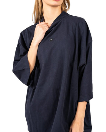 Yeezy Gap Engineered By Balenciaga Logo 3/4 Sleeve Tee Navy