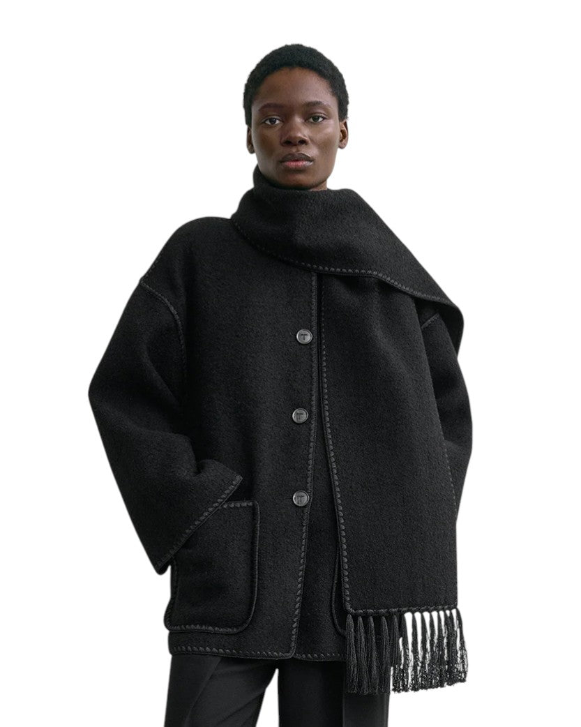 Toteme Embroidered Scarf Jacket Black