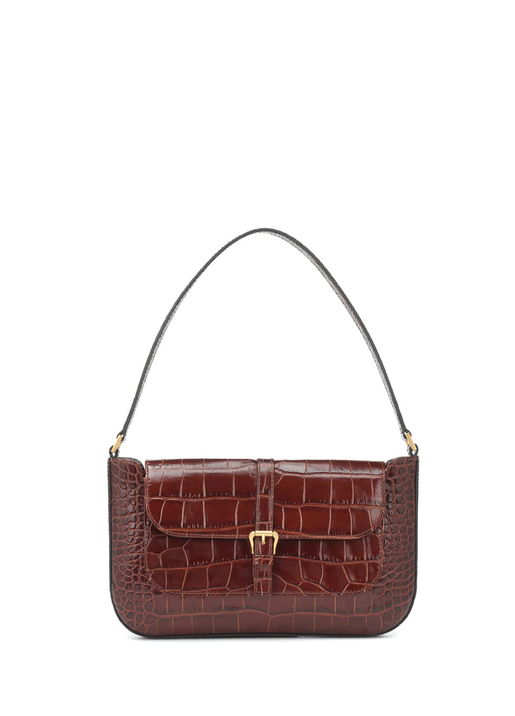 By Far Miranda Nutella Croco Embossed Leather