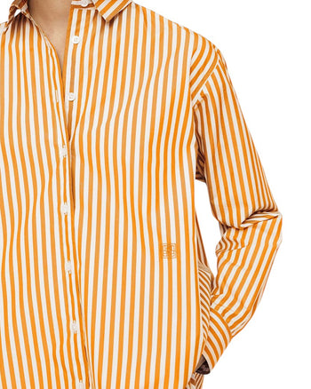 Toteme Signature Cotton Shirt Orange Stripe