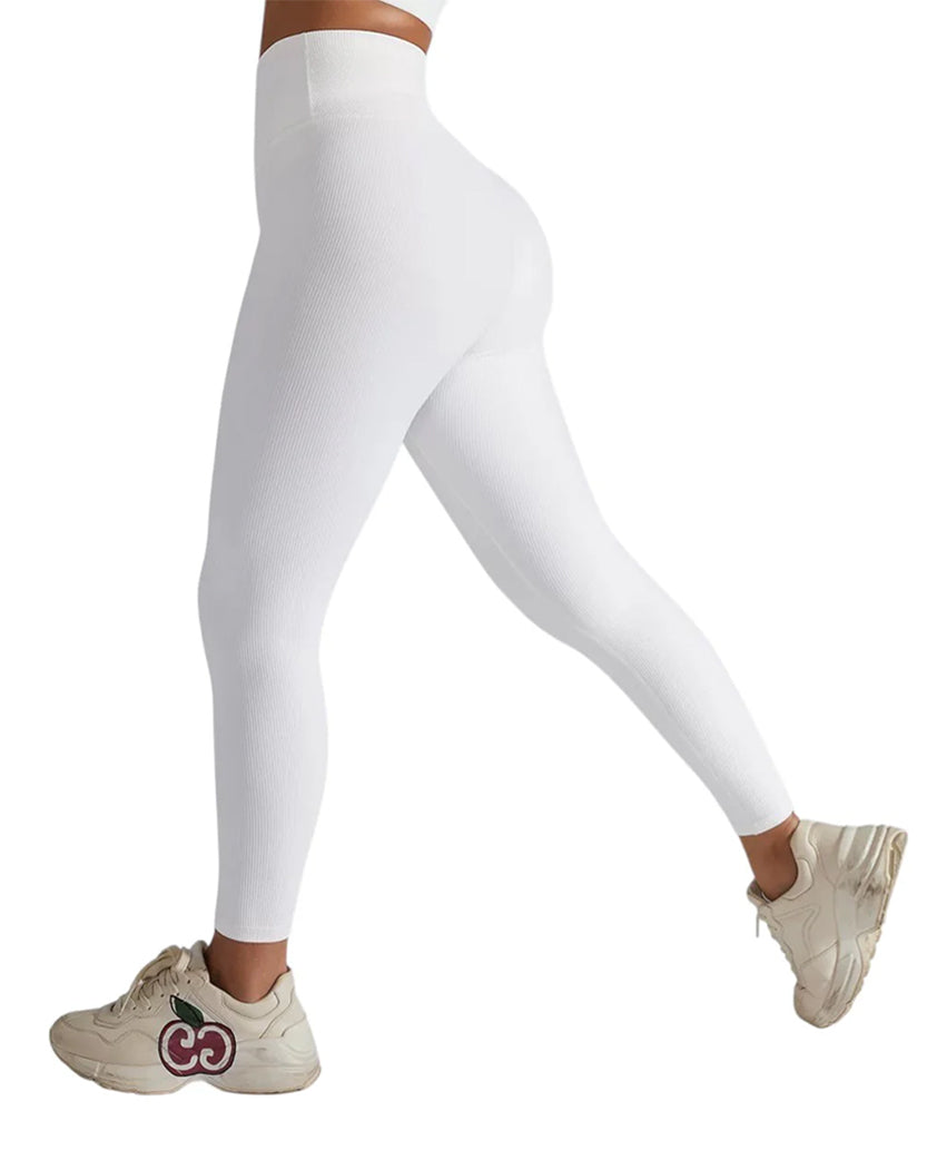 Alo Yoga Ribbed High Waist Leggings White X8874-WT