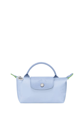 Longchamp Le Pliage Green Pouch With Handle Cornflower