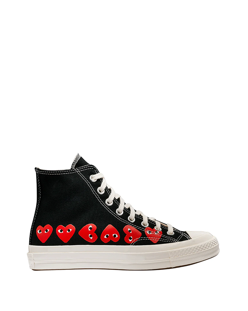 Converse x Comme Des Garcons Play Red Multi Hearts High Top Black