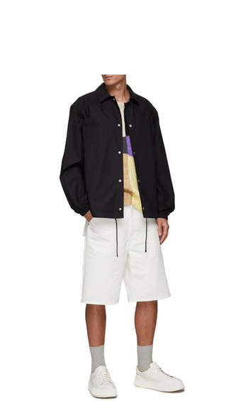 Jil Sander Logo Print Back Coach Jacket Black