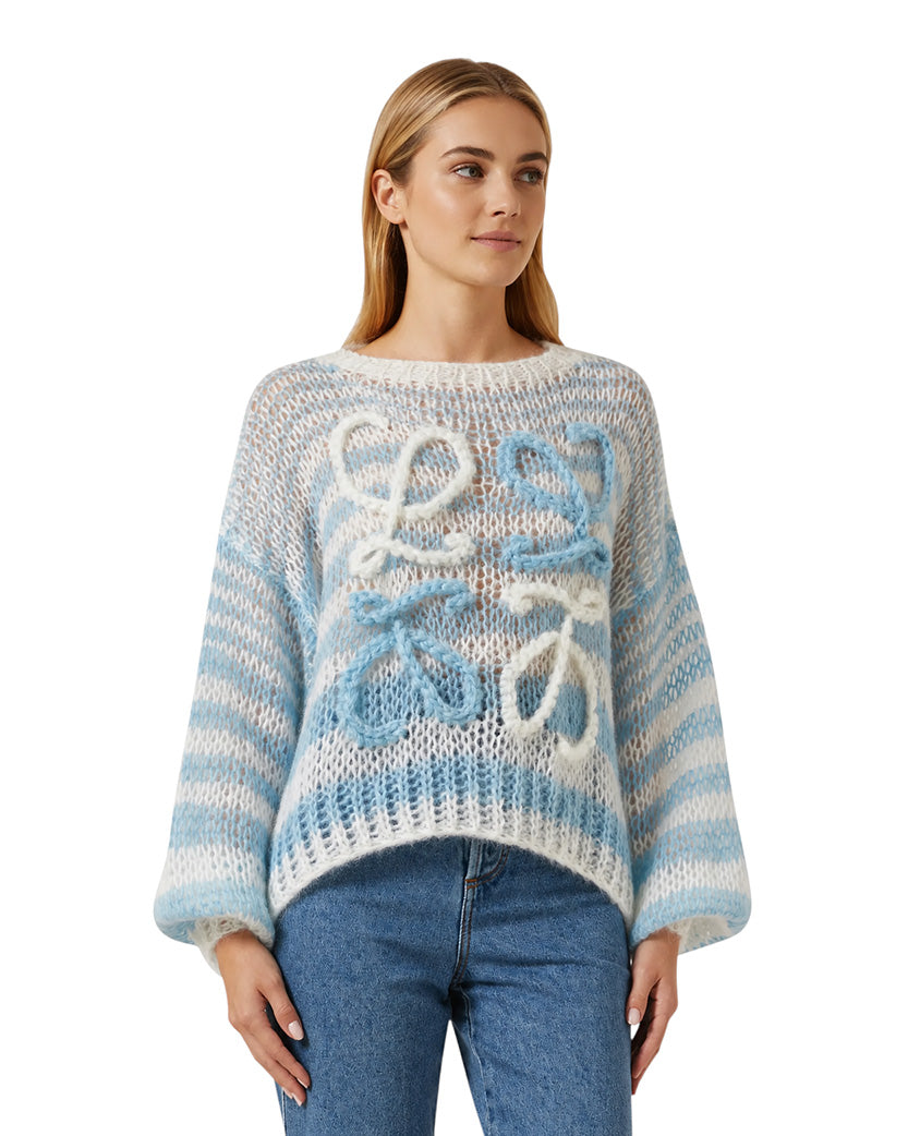 Loewe Anagram Sweater In Mohair White/Blue