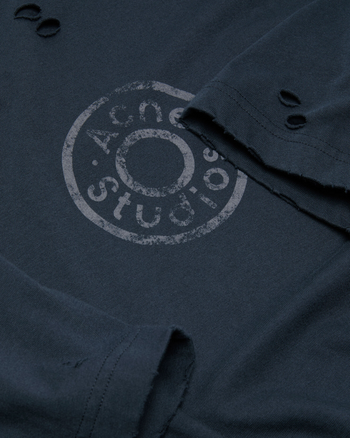 Acne Studios Distressed Logo T-Shirt Dark Navy