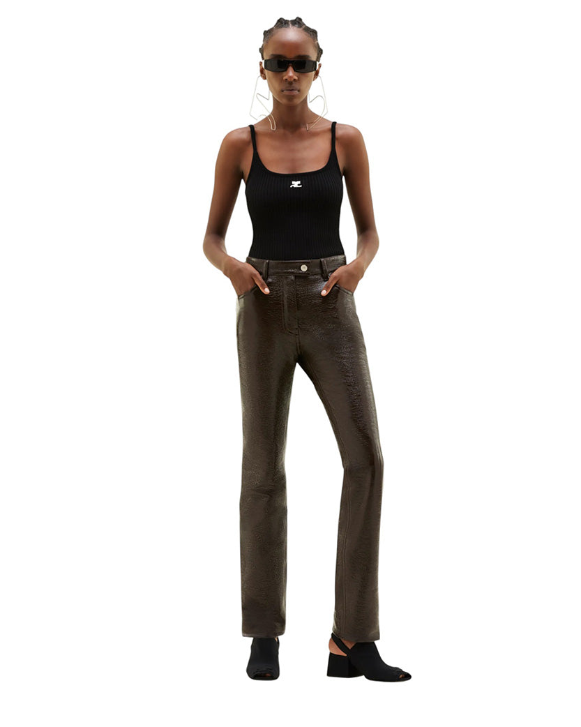 Courreges Reedition Rib Knit Tank Top Black