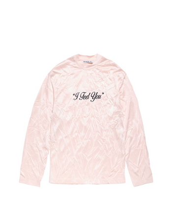 Acne Studios Crinkled Graphic Long Sleeve Powder Pink