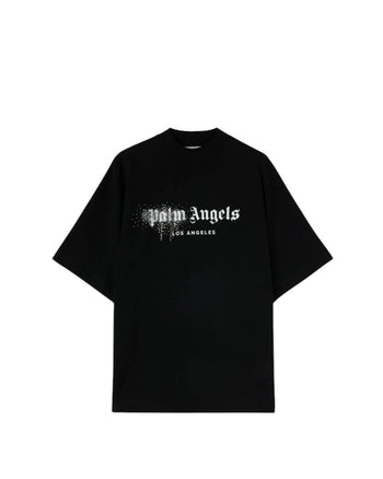 Palm Angels Los Angeles Rhinestone Logo T-Shirt Black