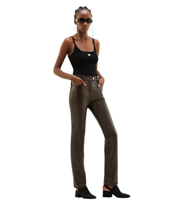 Courreges Reedition Rib Knit Tank Top Black