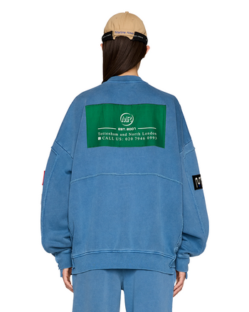 Martine Rose Zip Up Panelled Sweatshirt Blue