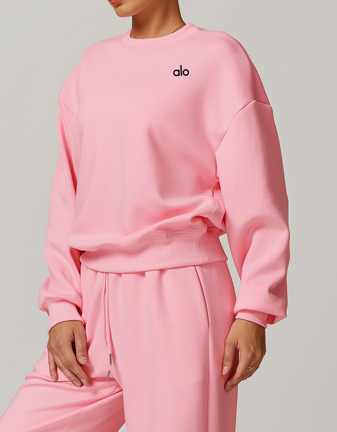 Alo Yoga Accolade Crew Neck Pullover Pink px446-PK