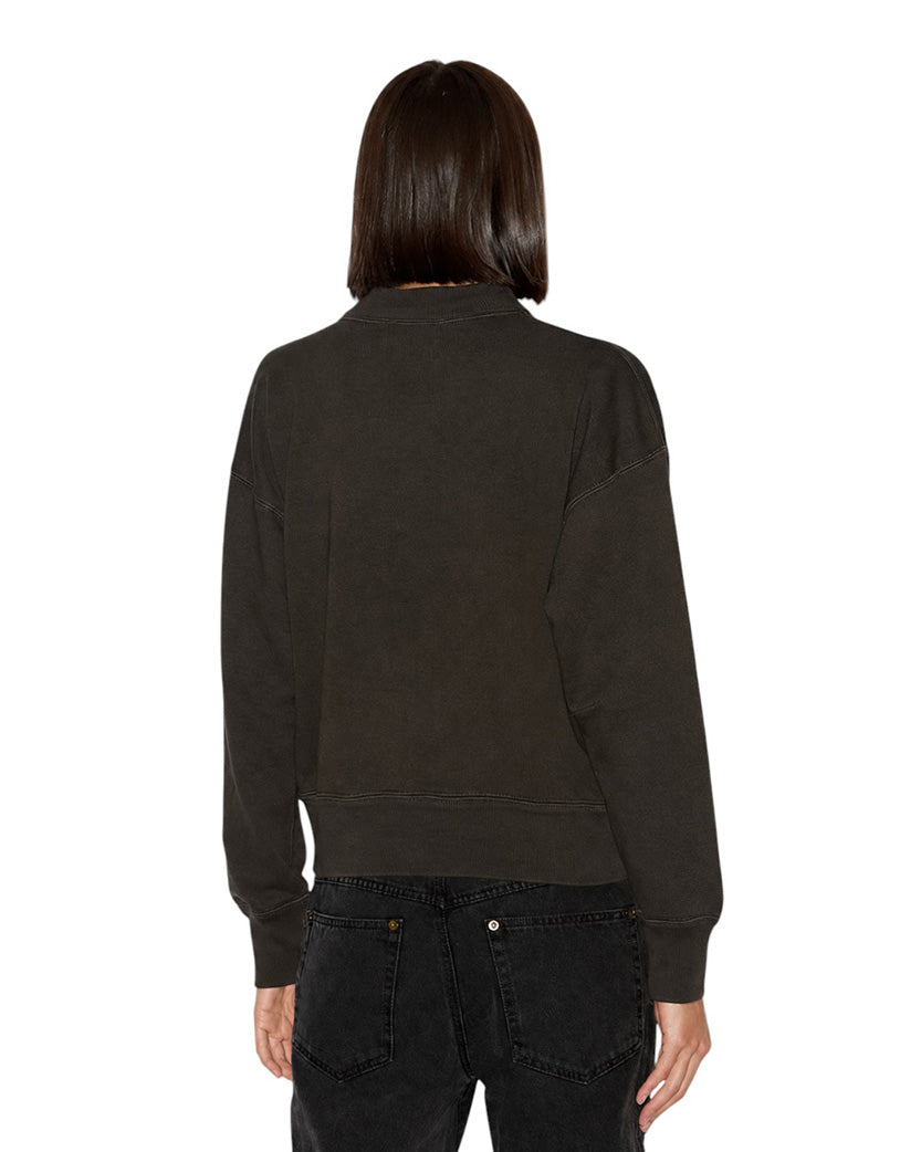 Isabel Marant Étoile Moby Mock Neck Logo Sweatshirt Black