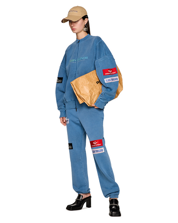 Martine Rose Zip Up Panelled Sweatshirt Blue