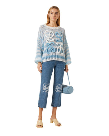 Loewe Anagram Sweater In Mohair White/Blue