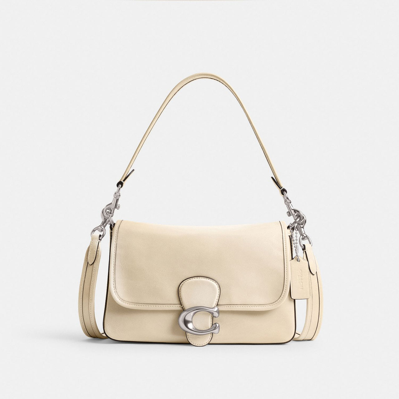 Coach Soft Tabby Shoulder Bag Ivory/Silver