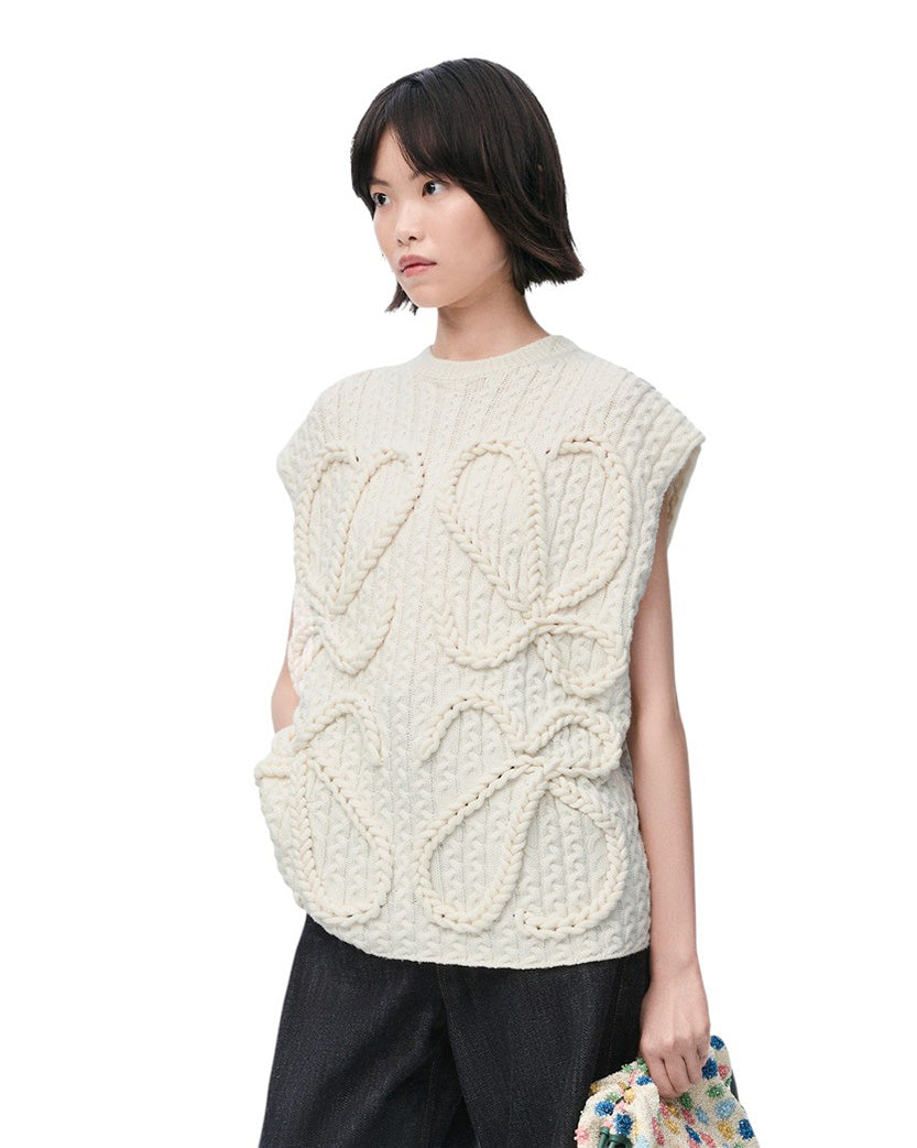 Loewe Anagram Vest in Wool White