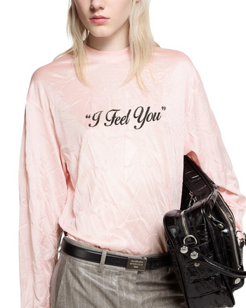 Acne Studios Crinkled Graphic Long Sleeve Powder Pink
