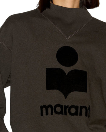 Isabel Marant Étoile Moby Mock Neck Logo Sweatshirt Black