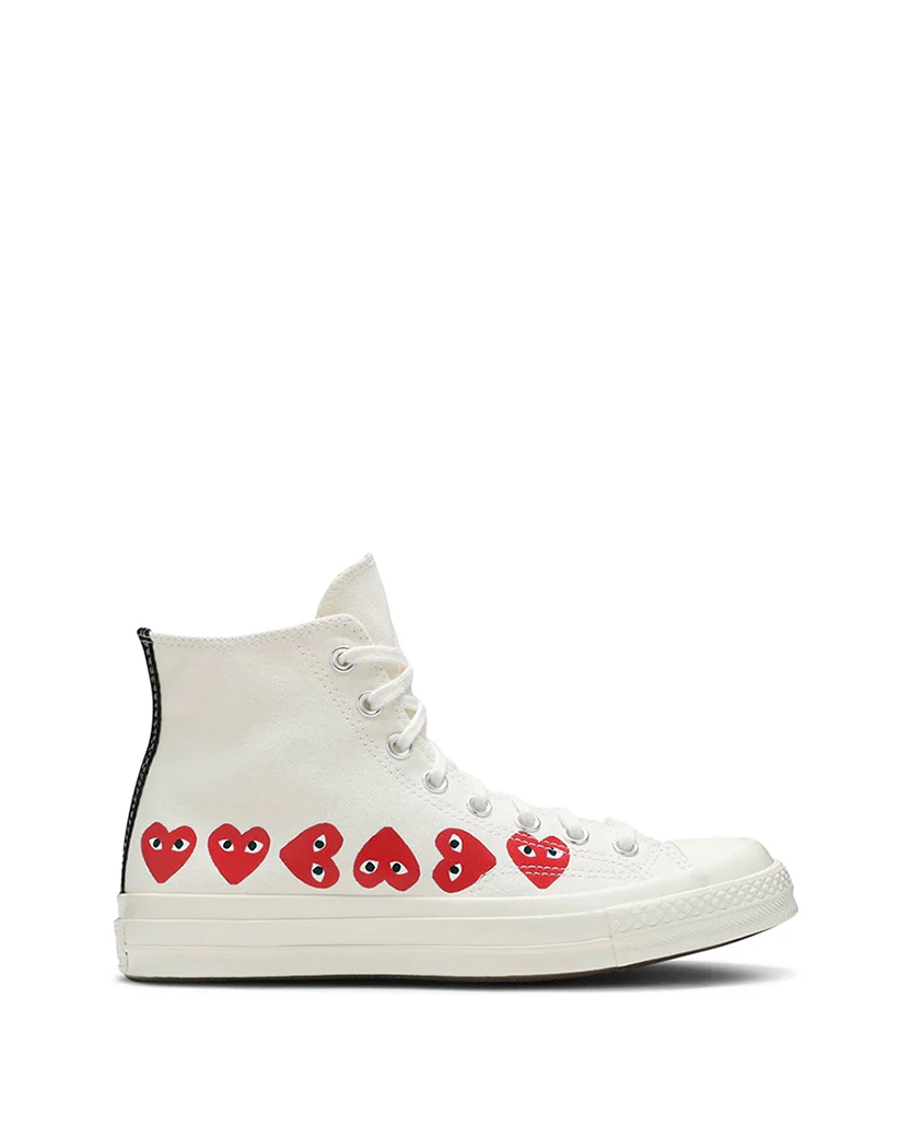 Converse x Comme Des Garcons Play Red Multi Hearts High Top White