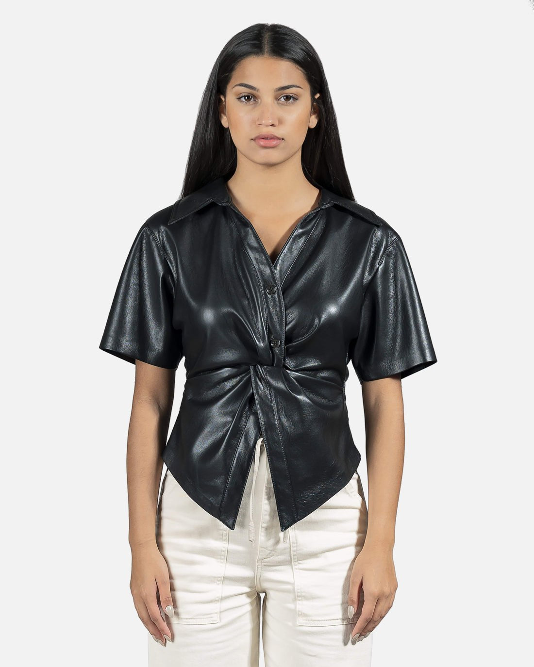 Nanushka Thora Vegan Leather Shirt Black