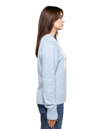 GANNI Graphic O-neck Pullover Butterfly Ice Water