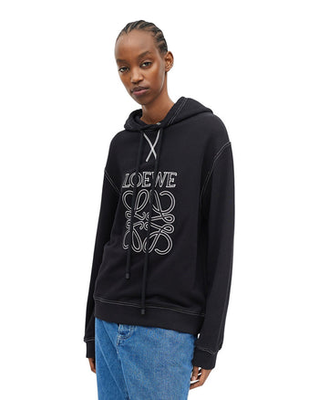 Loewe Embroidered Logo Hoodie Black