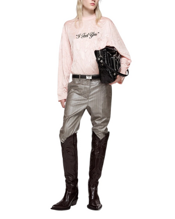 Acne Studios Crinkled Graphic Long Sleeve Powder Pink