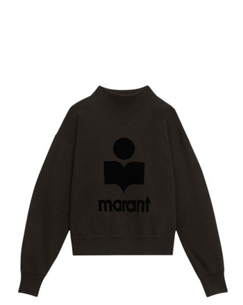 Isabel Marant Étoile Moby Mock Neck Logo Sweatshirt Black