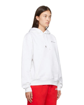 Jacquemus Embroidered Logo Hoodie White