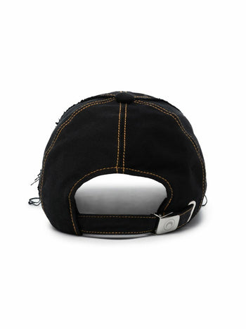Marine Serre distressed Crescent Moon-print cap Black