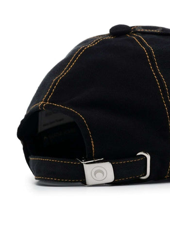 Marine Serre distressed Crescent Moon-print cap Black