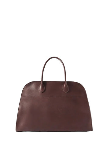 The Row Soft Margaux 15 Bag in Leather Dark Mocha