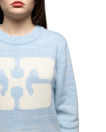 GANNI Graphic O-neck Pullover Butterfly Ice Water