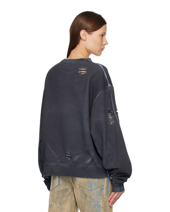 Acne Studios Button Logo Distressed Sweatshirt Black