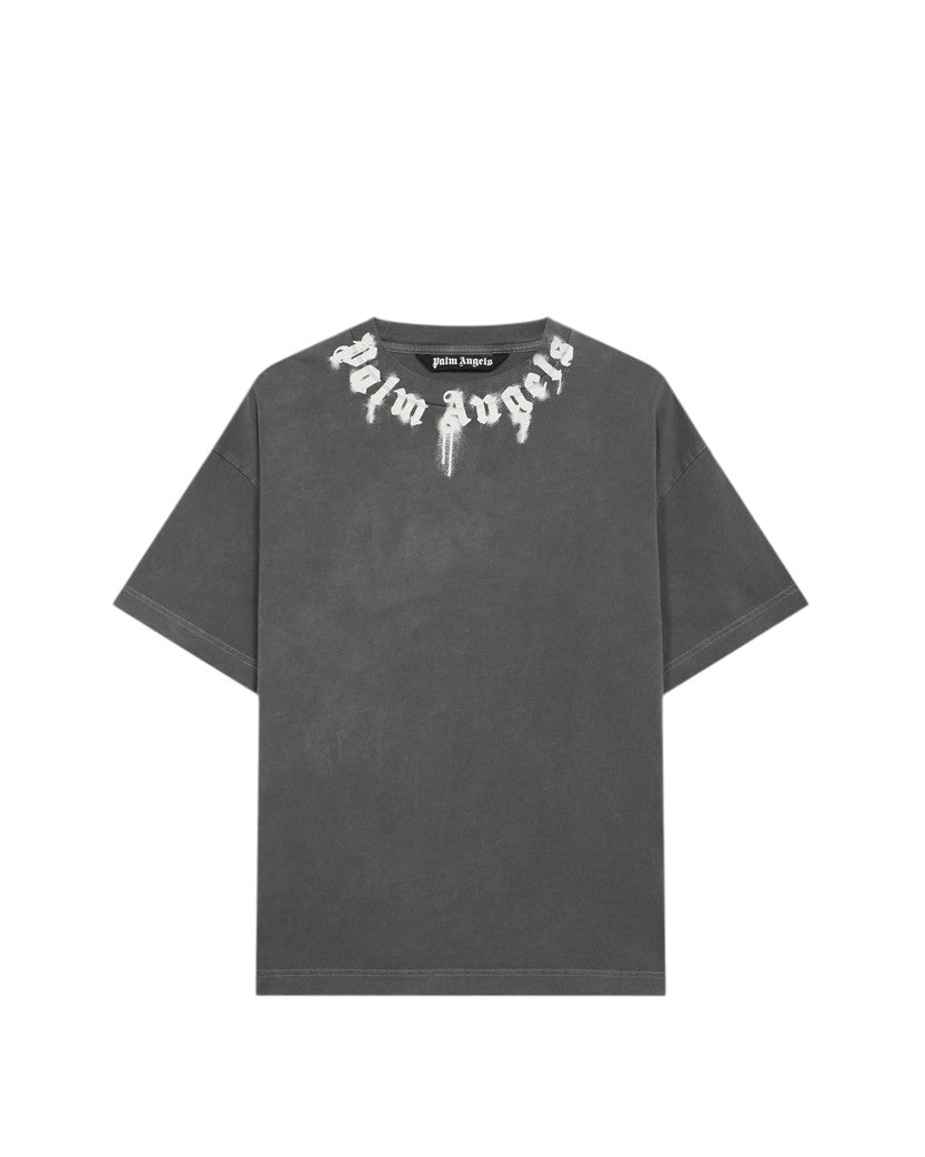 Palm Angels Neck Logo Regular T-Shirt Dark Grey