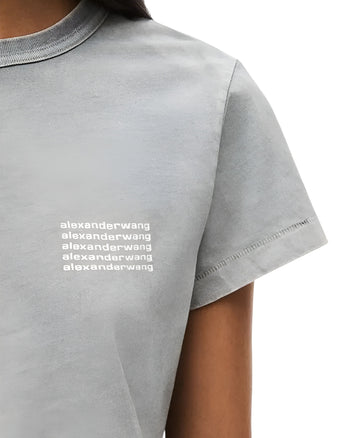 Alexander Wang Shrunken Tee In Acid Wash Jersey Grey