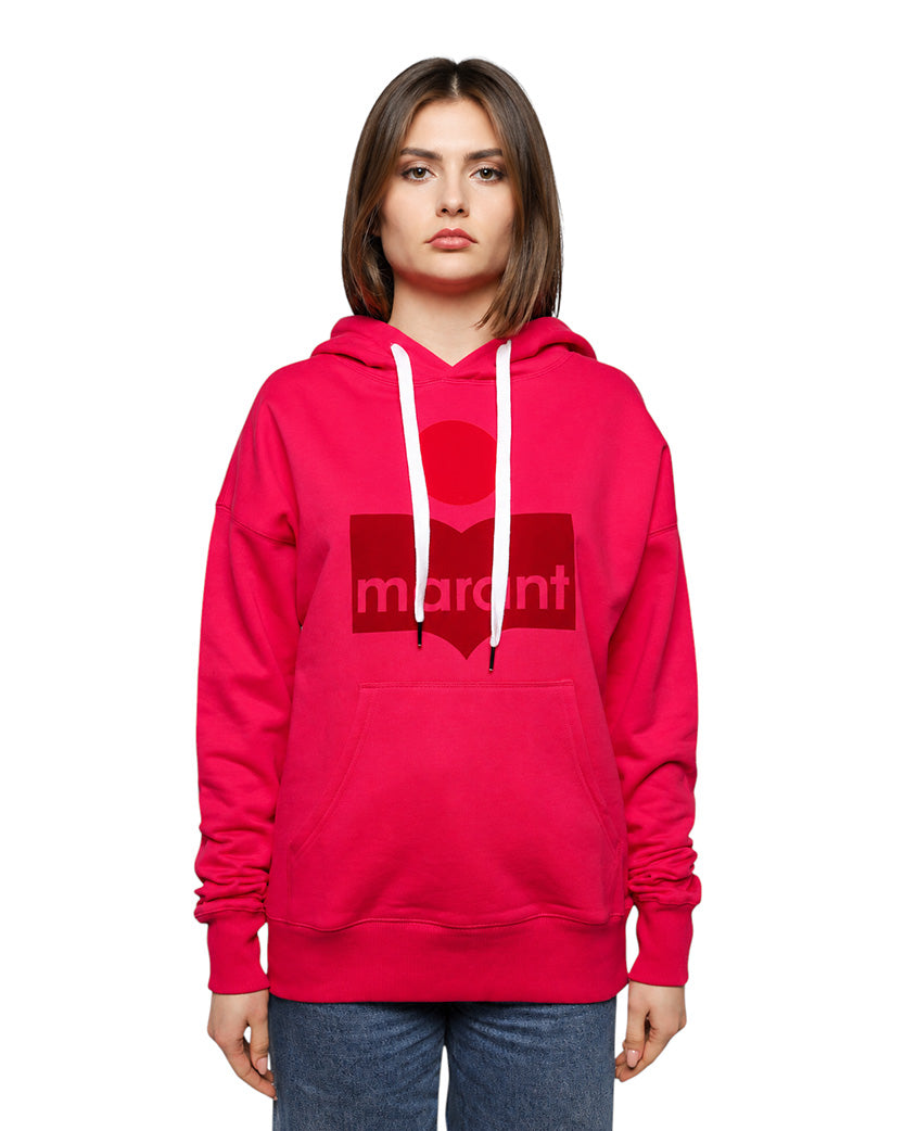 Isabel Marant Étoile Mansel flocked-logo hoodie Neon Pink