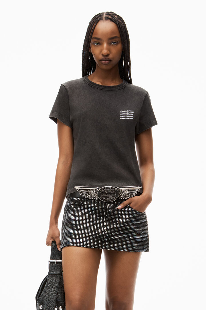 Alexander Wang Shrunken Tee In Acid Wash Jersey Black