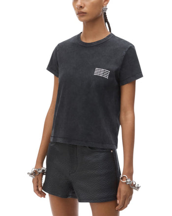 Alexander Wang Shrunken Tee In Acid Wash Jersey Black