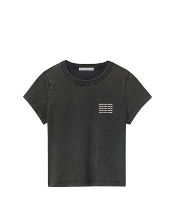 Alexander Wang Shrunken Tee In Acid Wash Jersey Black
