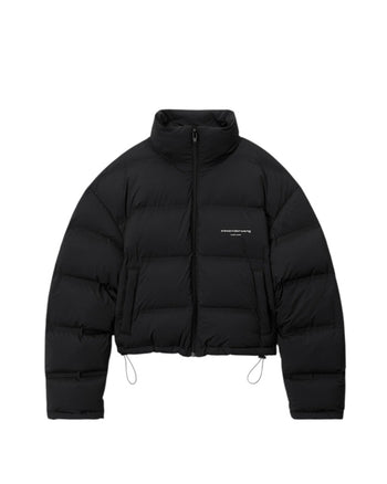 Alexander Wang Cropped Puffer Coat With Reflective Logo Black