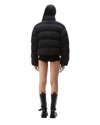 Alexander Wang Cropped Puffer Coat With Reflective Logo Black