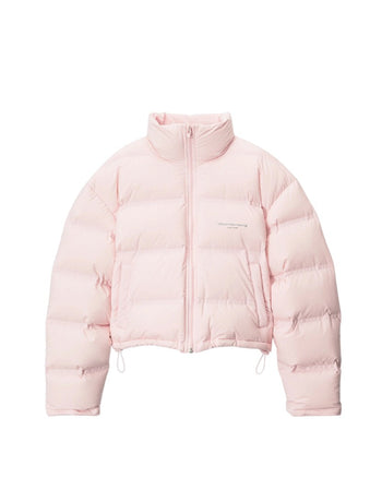 Alexander Wang Cropped Puffer Coat With Reflective Logo Pink