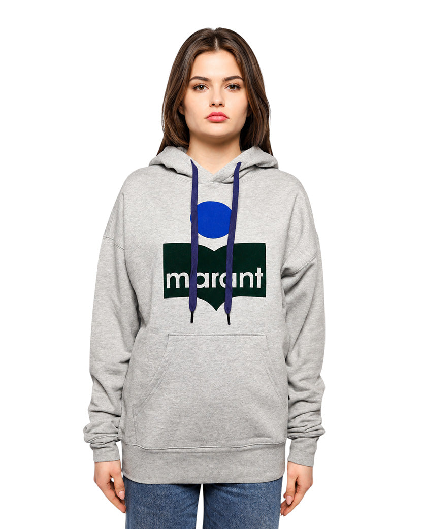 Isabel Marant Étoile Mansel flocked-logo hoodie Grey/Green/Blue