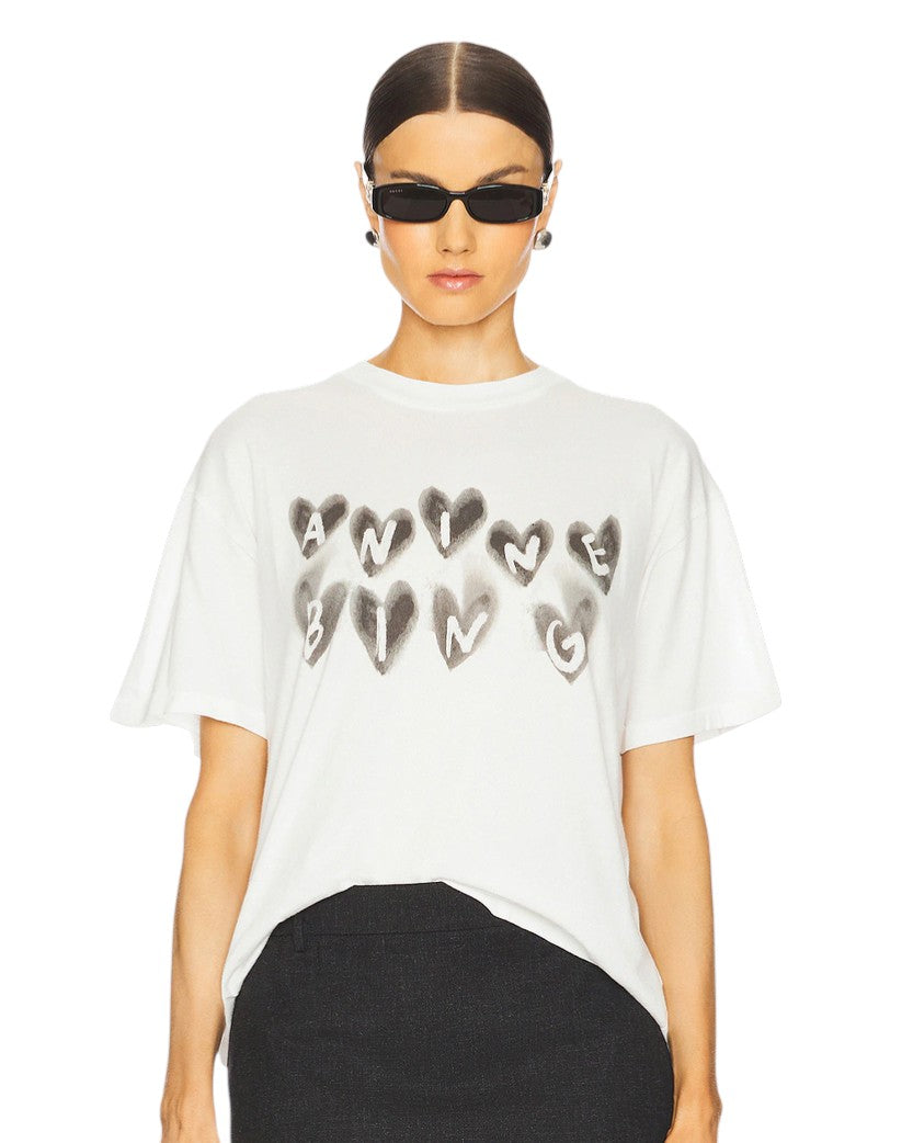 Anine Bing Cade Hearts T-shirt White