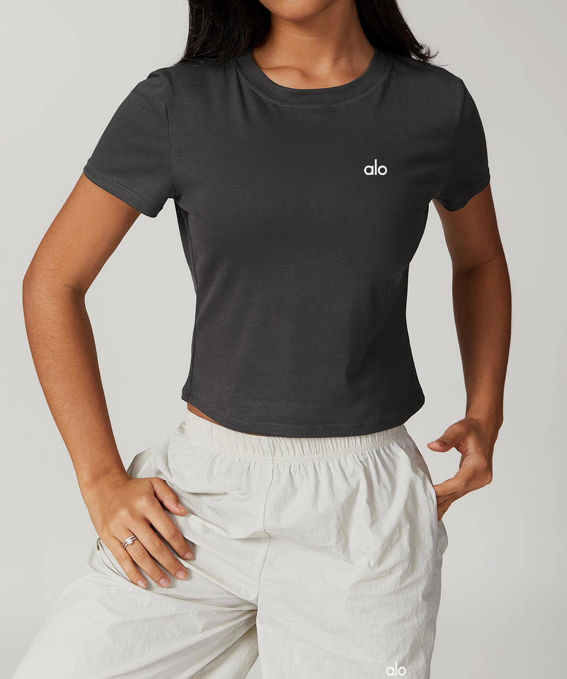 Alo Yoga Crop Slim Tee Grey 88041-GY