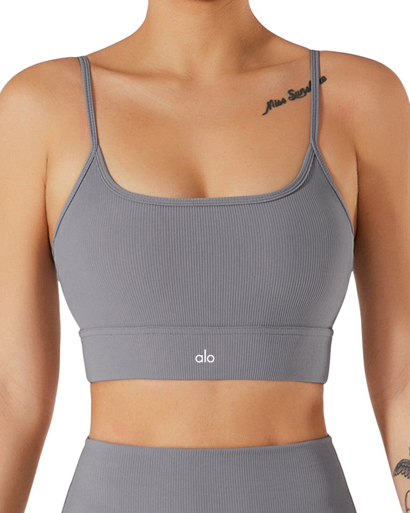 Alo Yoga Ribbed Top Grey