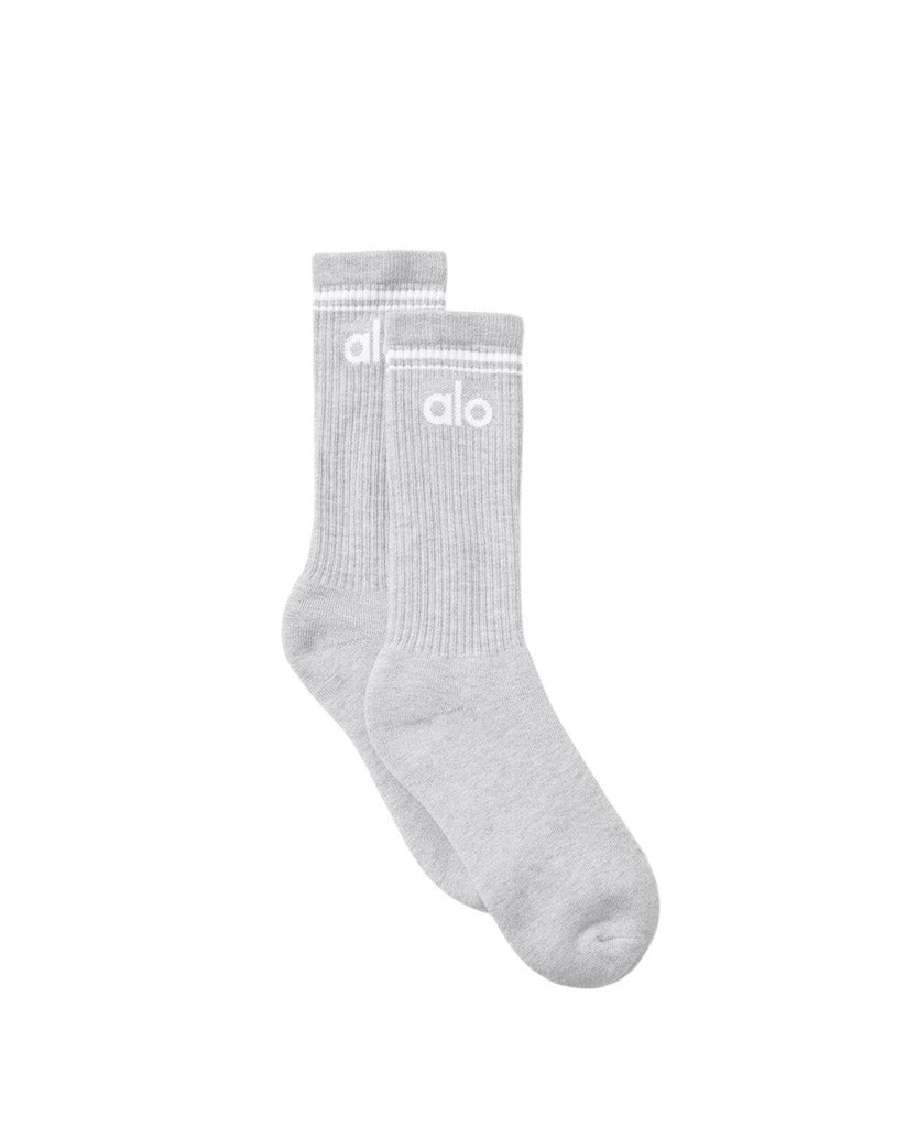 Alo Yoga Unisex Throwback Socks White/Grey