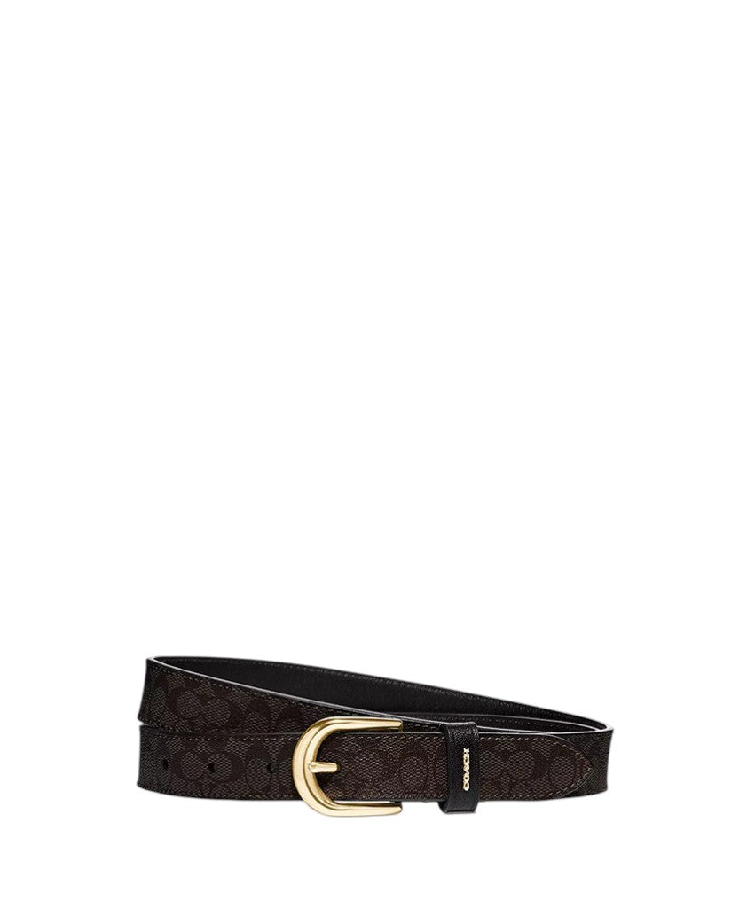 Coach Classic Signature Buckle Belt Chestnut Black